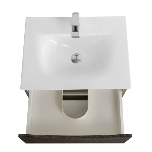 Тумба с раковиной подвесная BelBagno MARINO-CER-N Rovere Nature Grigio, Выбрать цвет: Дуб серый натуральный, Выбрать размер: 60, Внешний вид: с белой раковиной, изображение 6