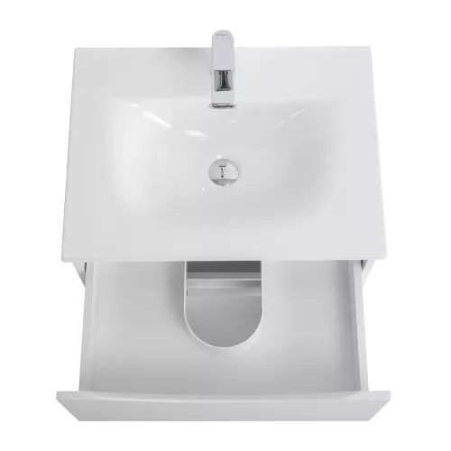 Тумба с раковиной подвесная BelBagno MARINO-CER-N Bianco Opaco, Выбрать цвет: Белый матовый, Выбрать размер: 60, Внешний вид: с белой раковиной, изображение 7