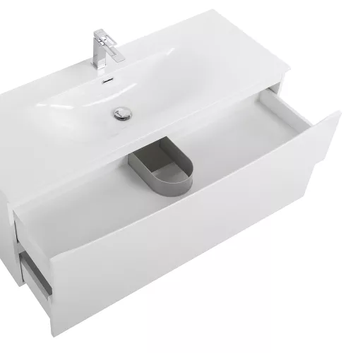 Тумба с раковиной подвесная BelBagno MARINO-CER-N Bianco Lucido, Выбрать цвет: Белый глянец, Выбрать размер: 120, Внешний вид: с белой раковиной, изображение 5