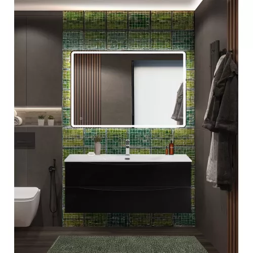 Тумба с раковиной подвесная BelBagno MARINO-CER-N Nero Lucido, Выбрать цвет: Черный глянец, Выбрать размер: 120, Внешний вид: с белой раковиной, изображение 7