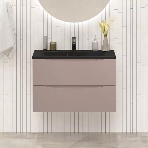 Тумба с черной раковиной подвесная BelBagno MARINO 80 Capucino Lucido, Выбрать цвет: Cappuccino, Выбрать размер: 80, Внешний вид: с черной раковиной, изображение 8