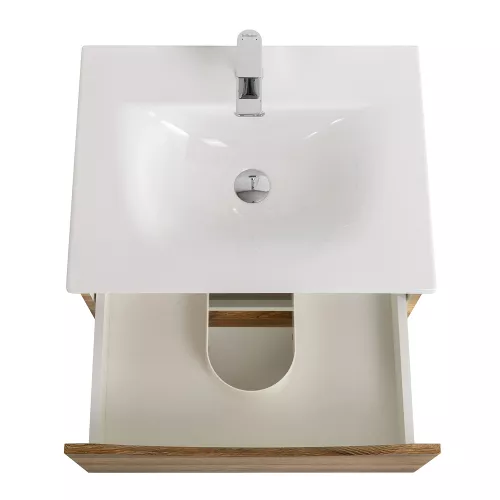 Тумба с раковиной подвесная BelBagno MARINO-CER-N Rovere Rustico, Выбрать цвет: Дуб рустикальный, Выбрать размер: 60, Внешний вид: с белой раковиной, изображение 6