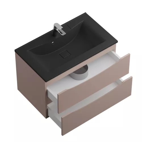 Тумба с черной раковиной подвесная BelBagno MARINO 80 Capucino Lucido, Выбрать цвет: Cappuccino, Выбрать размер: 80, Внешний вид: с черной раковиной, изображение 5