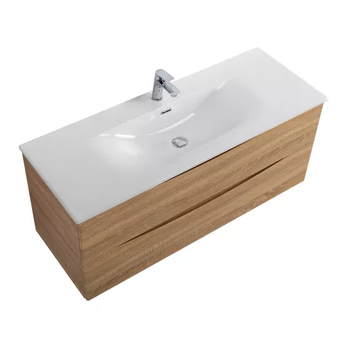 Тумба с раковиной подвесная BelBagno MARINO-CER-N  Rovere Bianco, Выбрать цвет: Дуб белый, Выбрать размер: 120, Внешний вид: с белой раковиной, изображение 3