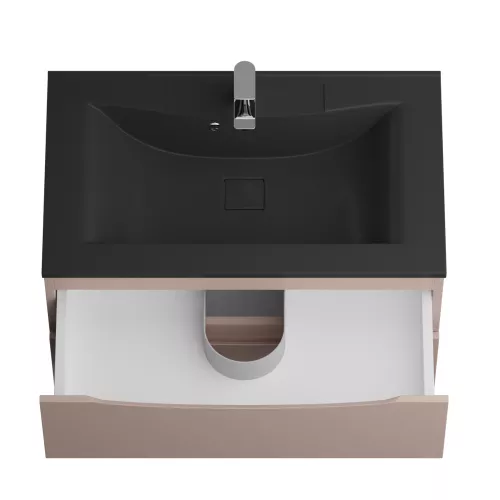 Тумба с черной раковиной подвесная BelBagno MARINO 80 Capucino Lucido, Выбрать цвет: Cappuccino, Выбрать размер: 80, Внешний вид: с черной раковиной, изображение 6