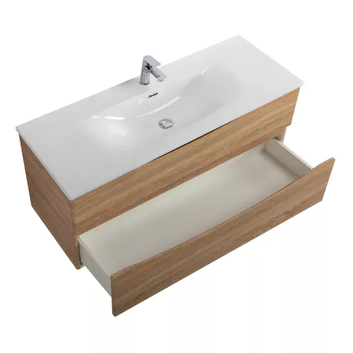 Тумба с раковиной подвесная BelBagno MARINO-CER-N  Rovere Bianco, Выбрать цвет: Дуб белый, Выбрать размер: 120, Внешний вид: с белой раковиной, изображение 4