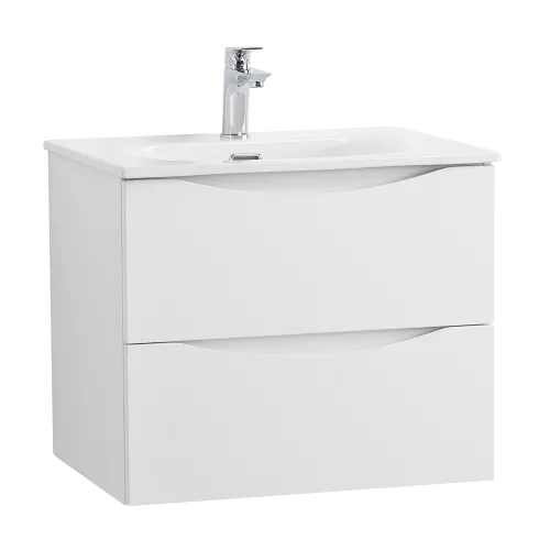 Тумба с раковиной подвесная BelBagno MARINO-CER-N Bianco Opaco, Выбрать цвет: Белый матовый, Выбрать размер: 60, Внешний вид: с белой раковиной, изображение 2