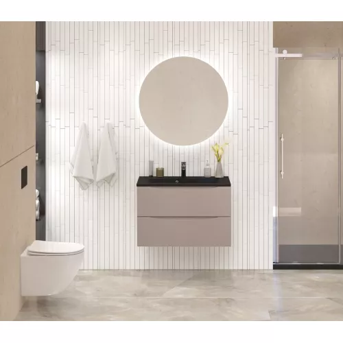 Тумба с черной раковиной подвесная BelBagno MARINO 80 Capucino Lucido, Выбрать цвет: Cappuccino, Выбрать размер: 80, Внешний вид: с черной раковиной, изображение 7