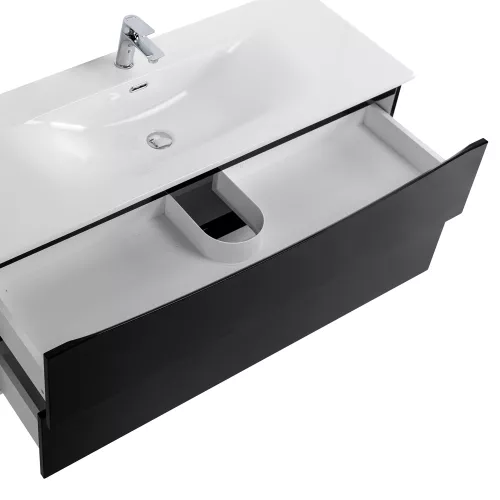 Тумба с раковиной подвесная BelBagno MARINO-CER-N Nero Lucido, Выбрать цвет: Черный глянец, Выбрать размер: 120, Внешний вид: с белой раковиной, изображение 5