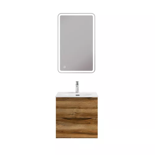 Тумба с раковиной подвесная BelBagno MARINO-CER-MINI Rovere Rustico, Выбрать цвет: Дуб рустикальный, Выбрать размер: 50, Внешний вид: с белой раковиной, изображение 6