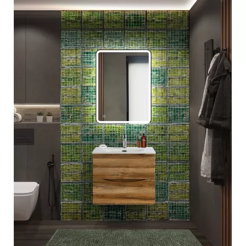 Тумба с раковиной подвесная BelBagno MARINO-CER-N Rovere Rustico, Выбрать цвет: Дуб рустикальный, Выбрать размер: 60, Внешний вид: с белой раковиной, изображение 8