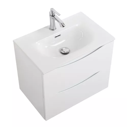 Тумба подвесная BelBagno MARINO Bianco Lucido, раковина чёрная/белая, Выбрать цвет: Белый глянец, Выбрать размер: 50, Внешний вид: с белой раковиной, изображение 7