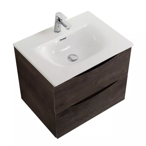 Тумба с раковиной подвесная BelBagno MARINO-CER-N Rovere Nature Grigio, Выбрать цвет: Дуб серый натуральный, Выбрать размер: 60, Внешний вид: с белой раковиной, изображение 3