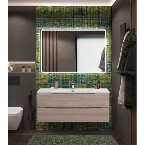 Тумба с раковиной подвесная BelBagno MARINO-CER-N Rovere Grigio, Выбрать цвет: дуб серый, Выбрать размер: 120, Внешний вид: с белой раковиной, изображение 8