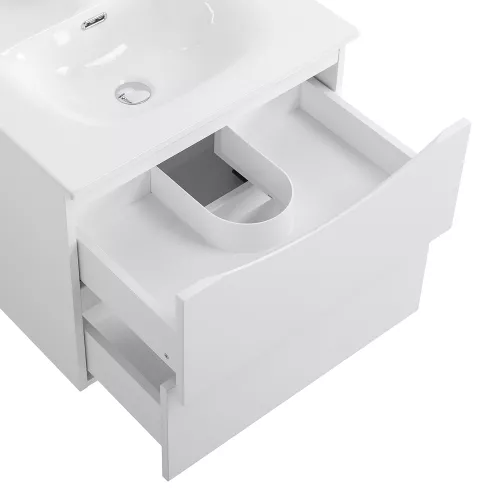 Тумба с раковиной подвесная BelBagno MARINO-CER-N Bianco Opaco, Выбрать цвет: Белый матовый, Выбрать размер: 60, Внешний вид: с белой раковиной, изображение 5