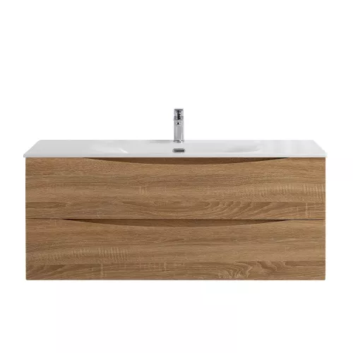 Тумба с раковиной подвесная BelBagno MARINO-CER-N  Rovere Bianco, Выбрать цвет: Дуб белый, Выбрать размер: 120, Внешний вид: с белой раковиной