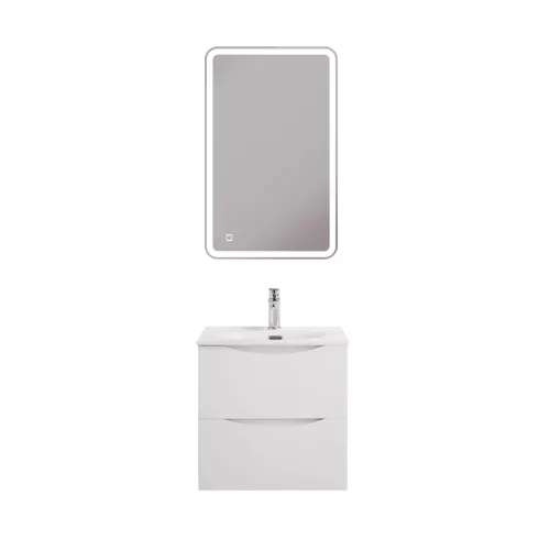 Тумба подвесная BelBagno MARINO Bianco Lucido, раковина чёрная/белая, Выбрать цвет: Белый глянец, Выбрать размер: 50, Внешний вид: с белой раковиной, изображение 10