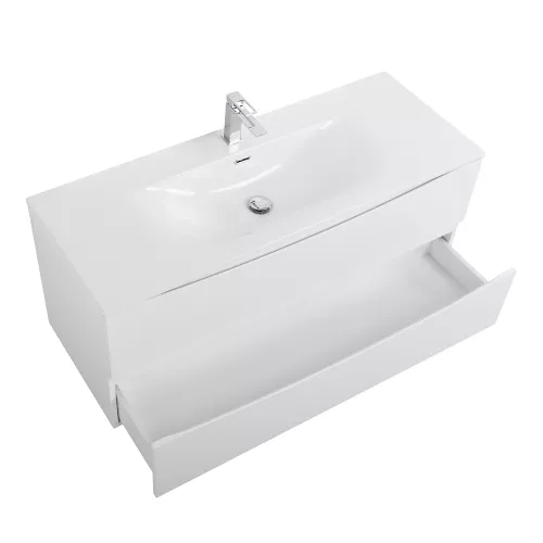 Тумба с раковиной подвесная BelBagno MARINO-CER-N Bianco Lucido, Выбрать цвет: Белый глянец, Выбрать размер: 120, Внешний вид: с белой раковиной, изображение 3