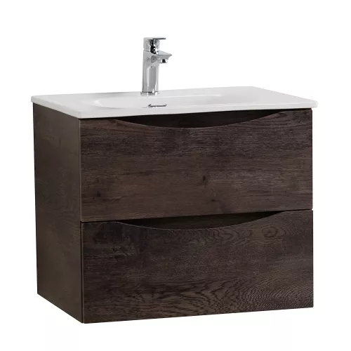 Тумба с раковиной подвесная BelBagno MARINO-CER-MINI Rovere Nature Grigio, Выбрать цвет: Дуб серый натуральный, Выбрать размер: 50, Внешний вид: с белой раковиной, изображение 2