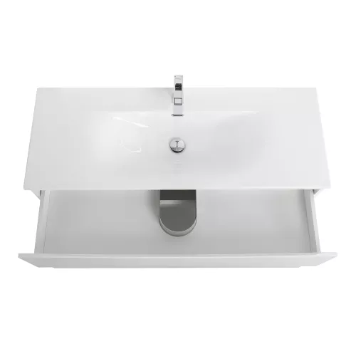 Тумба с раковиной подвесная BelBagno MARINO-CER-N Bianco Lucido, Выбрать цвет: Белый глянец, Выбрать размер: 120, Внешний вид: с белой раковиной, изображение 4