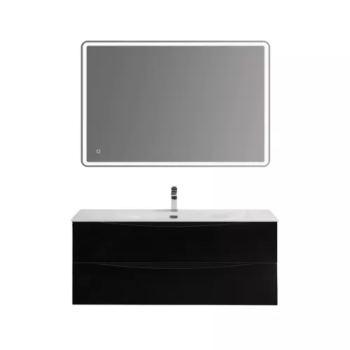 Тумба с раковиной подвесная BelBagno MARINO-CER-N Nero Lucido, Выбрать цвет: Черный глянец, Выбрать размер: 120, Внешний вид: с белой раковиной, изображение 8