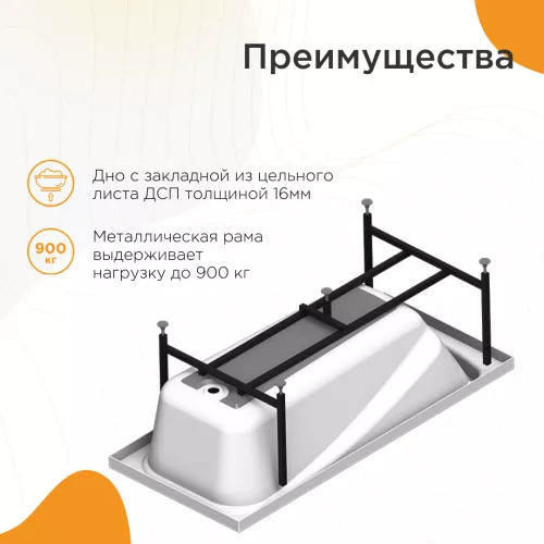 Ванна акриловая  Radomir Роза 169х77 см, правая, с фронт.панелью, изображение 4