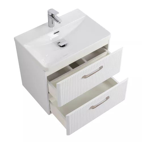 Тумба с раковиной подвесная BelBagno DUE Белый металлик, Выбрать цвет: Белый металлик, Выбрать размер: 50, изображение 4