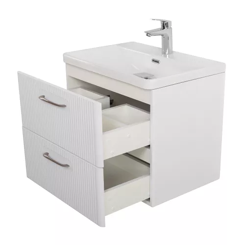 Тумба с раковиной подвесная BelBagno DUE Белый металлик, Выбрать цвет: Белый металлик, Выбрать размер: 50, изображение 6