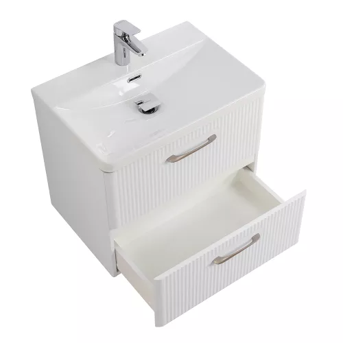 Тумба с раковиной подвесная BelBagno DUE Белый металлик, Выбрать цвет: Белый металлик, Выбрать размер: 50, изображение 3