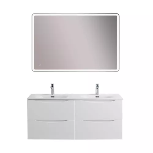 Тумба подвесная с раковиной 2 чаши, с 4 ящиками BelBagno MARINO-CER-N 120 Bianco Lucido, Выбрать цвет: Белый глянец, Выбрать размер: 120, изображение 9