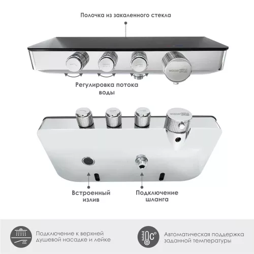 WasserKRAFT Elbe 7499 Thermo Термостатический смеситель для ванны и душа, изображение 2