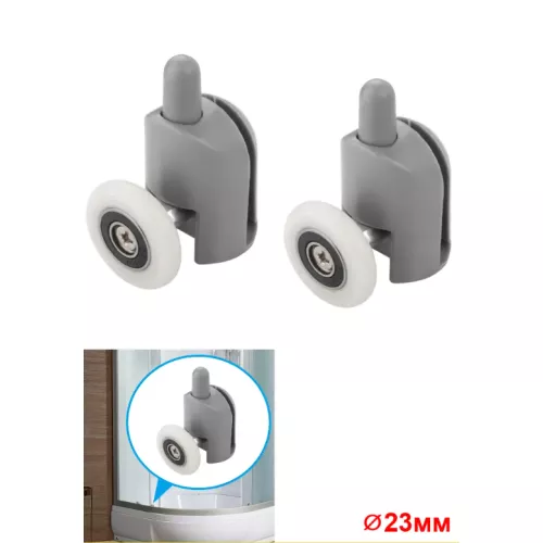 Ролики Acwen для душевой кабины (комплект 2 шт) одинарный + двойной, серые, изображение 6