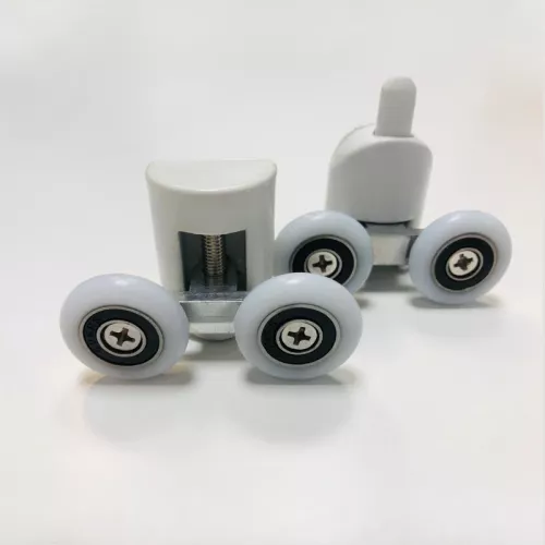 Ролики двойные Acwen для душевой кабины (комплект 2 шт), верх + низ, белые, изображение 2