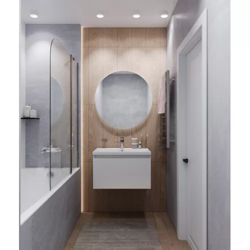 Тумба подвесная 1Marka Aris mini  1ящик, белая аляска/белый глянец, Выбрать цвет: Белый, Выбрать размер: 60