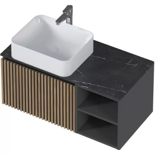 Тумба 1Marka подвесная Rail 90П 1ящик/ 2полки  Gray, изображение 8