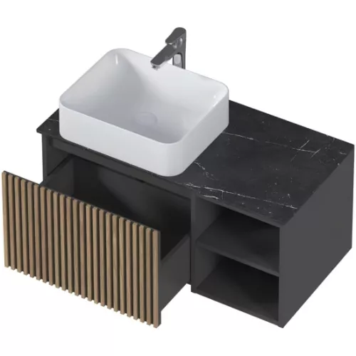 Тумба 1Marka подвесная Rail 90П 1ящик/ 2полки  Gray, изображение 9