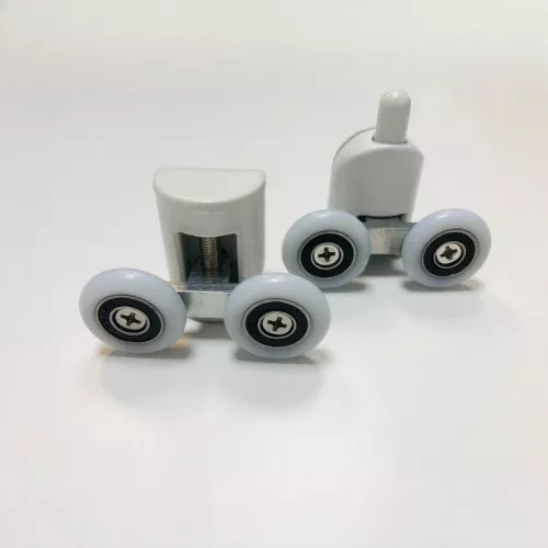 Ролики двойные Acwen для душевой кабины (комплект 2 шт), верх + низ, белые, изображение 4