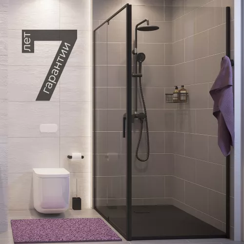 Душевой уголок  Wasserkraft  Elbe 74P, Цвет стекла: прозрачное, Цвет профиля: Черный, Выбрать размер: 80х80, изображение 6