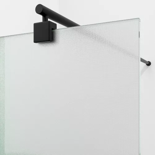 Душевая перегородка WasserKRAFT Rur 30W MB-TXG  рифленое/черный, Цвет стекла: рифленое, Цвет профиля: Черный, Цвет профиля (вариация): Черный, Выбрать размер: 100, изображение 3