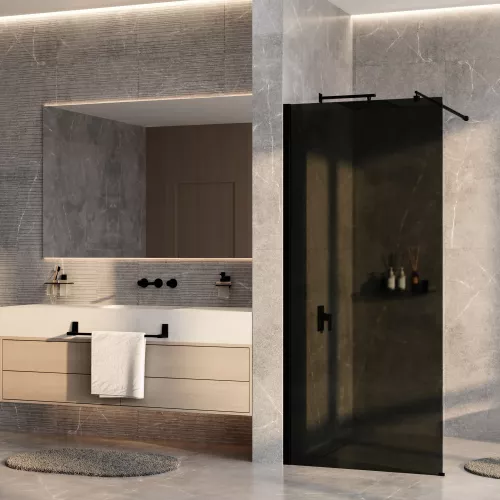 Душевая перегородка WasserKRAFT Rur 30W MB-TG тонирован/черный, Цвет стекла: тонированное, Цвет профиля: Черный, Цвет профиля (вариация): Черный, Выбрать размер: 110