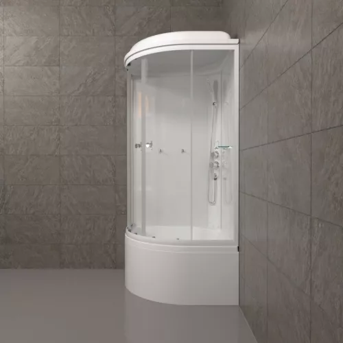 Душевая кабина Triton УЛЬТРА  Б (глубокий) 90х90 прозрачное, Цвет профиля: Белый, Тип поддона: Высокий, Выбрать размер: 90х90, изображение 2