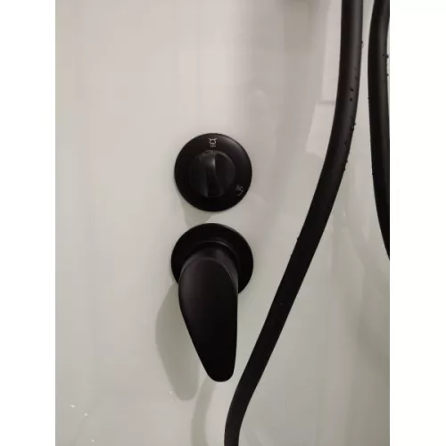 Душевая кабина пристенная Frank F401 Black  90х90х210 черный/прозрачное, Цвет стекла: прозрачное, изображение 3