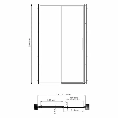 Душевая дверь WasserKRAFT Lopau 32S05L/R, Цвет стекла: прозрачное, Цвет профиля: Хром, Выбрать размер: 120, Ориентация: левая, изображение 7