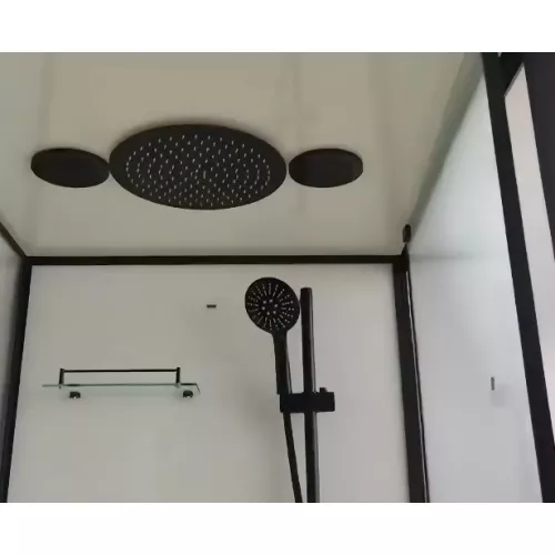 Душевая кабина пристенная Frank F401 Black  90х90х210 черный/прозрачное, Цвет стекла: прозрачное, изображение 5