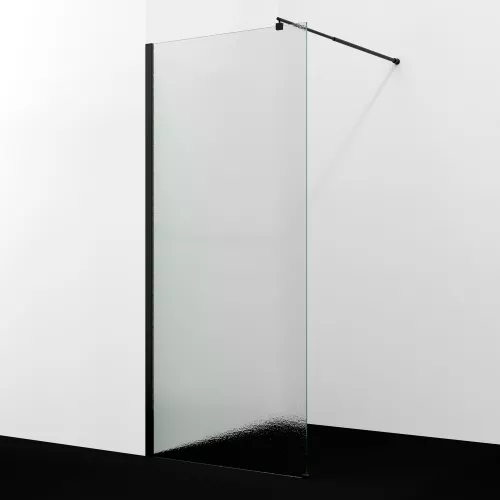Душевая перегородка WasserKRAFT Rur 30W MB-TXG  рифленое/черный, Цвет стекла: рифленое, Цвет профиля: Черный, Цвет профиля (вариация): Черный, Выбрать размер: 100, изображение 2