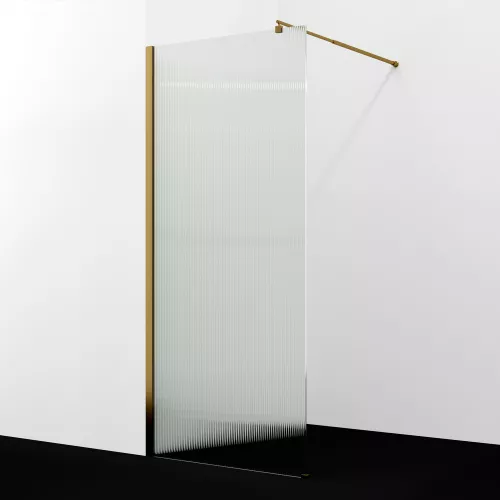 Душевая перегородка WasserKRAFT Rur 30W BG-FL ребристое/матовое золото, Цвет стекла: ребристое, Цвет профиля: Золото, Цвет профиля (вариация): Матовое золото, Выбрать размер: 90
