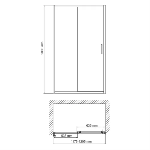 Душевая дверь WasserKRAFT Tauber 64S прозрачное/никель, Цвет стекла: прозрачное, Цвет профиля (вариация): Никель, Выбрать размер: 120, изображение 3