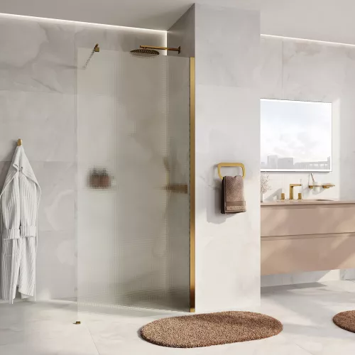 Душевая перегородка WasserKRAFT Rur 30W BG-TXG рифленое/матовое золото, Цвет стекла: рифленое, Цвет профиля: Золото, Цвет профиля (вариация): Матовое золото, Выбрать размер: 110