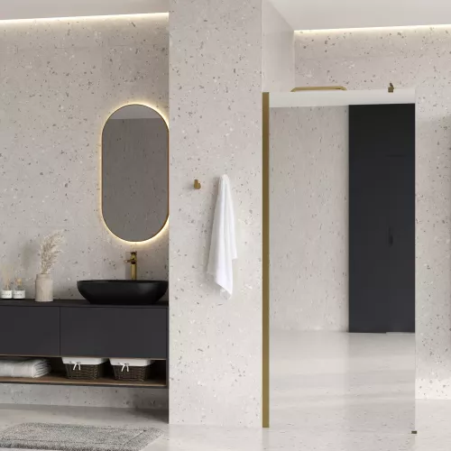 Душевая перегородка WasserKRAFT Rur 30W BG-MR зеркальное/матовое золото, Цвет стекла: зеркальное, Цвет профиля: Золото, Цвет профиля (вариация): Матовое золото, Выбрать размер: 90