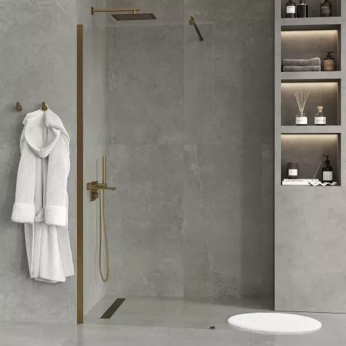 Душевая перегородка WasserKRAFT Rur 30W BG прозрачное/матовое золото, Цвет стекла: прозрачное, Цвет профиля: Золото, Цвет профиля (вариация): Матовое золото, Выбрать размер: 120